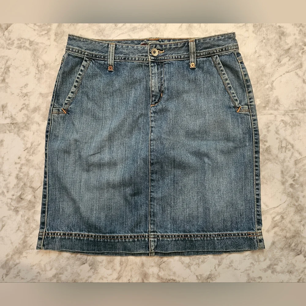 EDDIE BAUER Y2K 100% Cotton Vintage Above The  Knee Length Denim Jean Skirt! - Picture 4 of 8